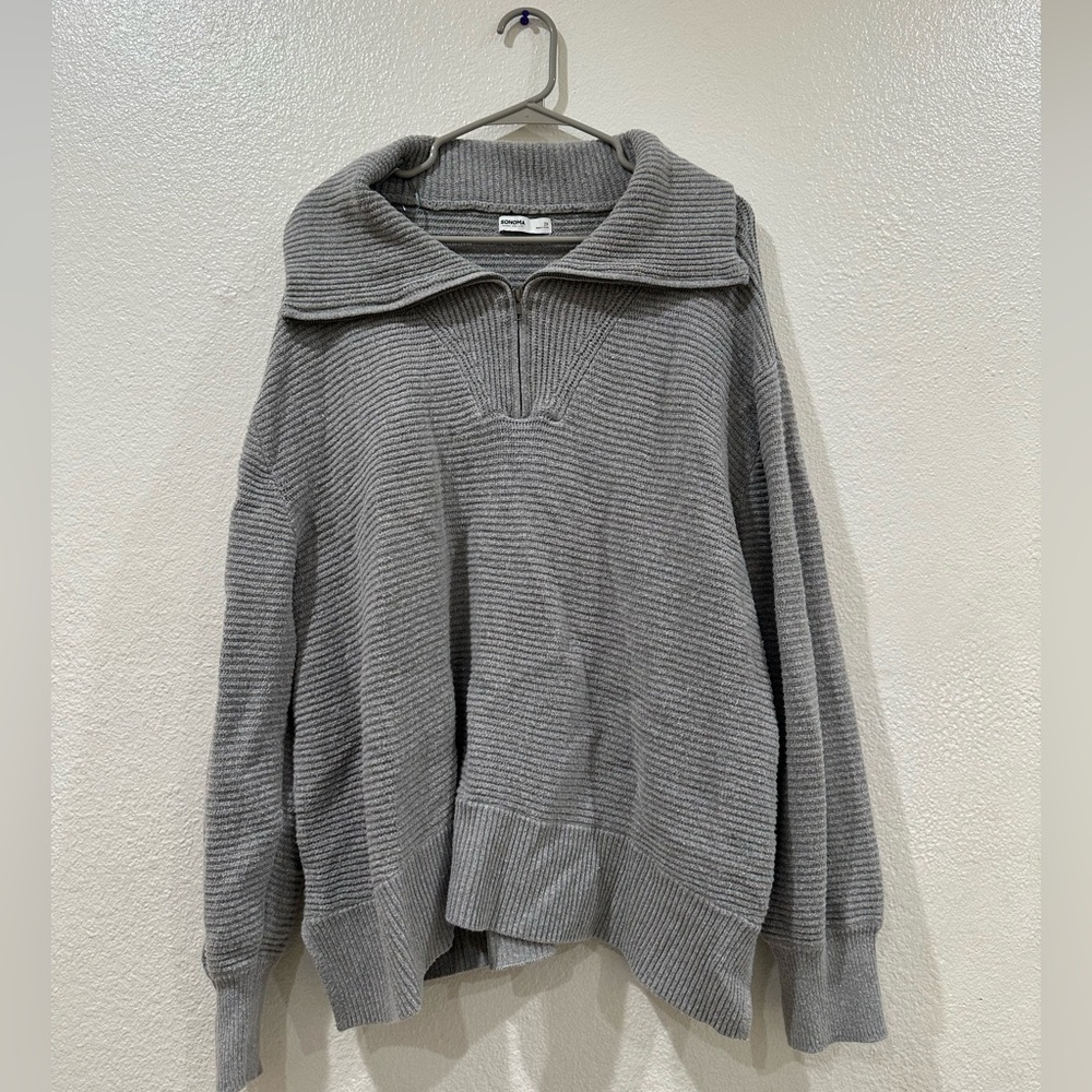 SONOMA GOODS FOR LIFE Cozy Quarter-Zip Sweater Women's Size 2x Gray